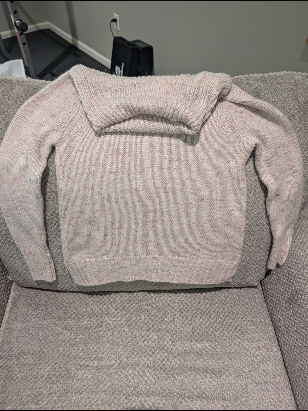 LOFT Pink Confetti Speckled Cowl-Neck Sweater